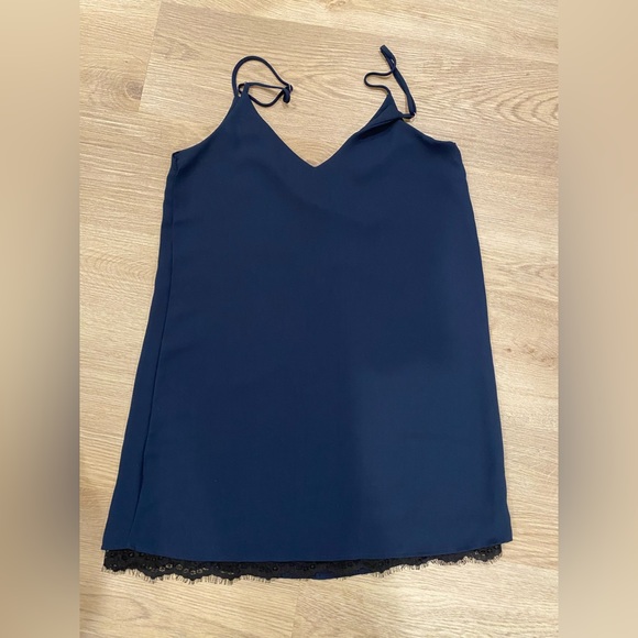 Lulu’s Clock Strikes Twelve Navy Blue Lace Slip Dress. - Picture 6 of 8